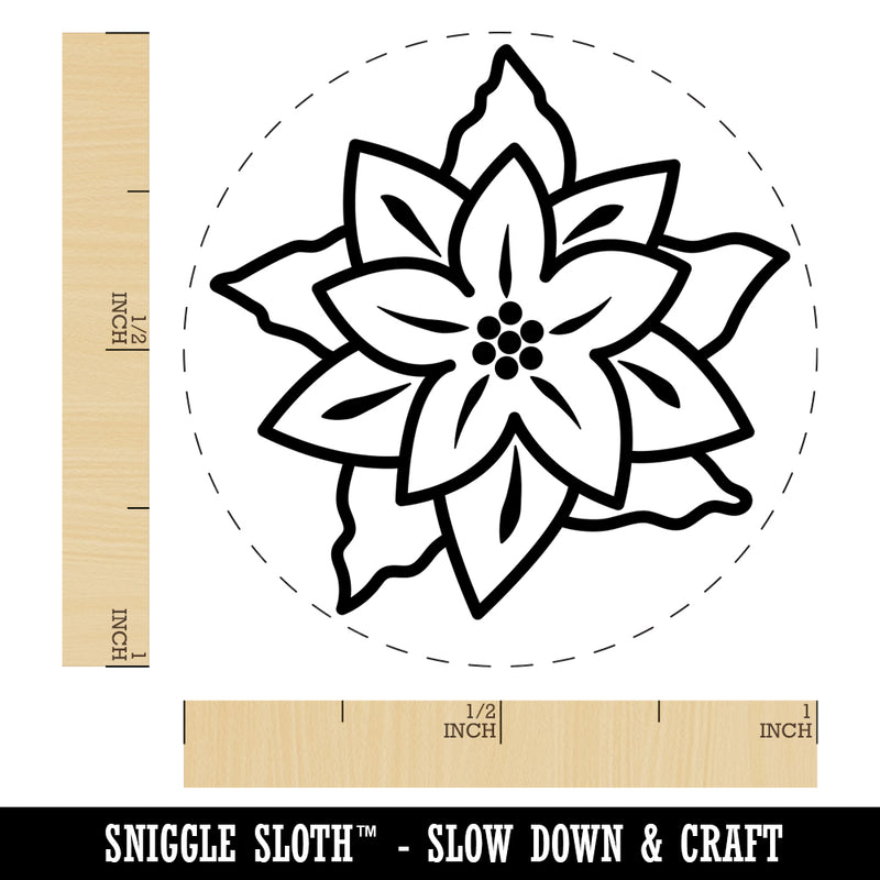 Pretty Poinsettia Christmas Self-Inking Rubber Stamp for Stamping Crafting Planners