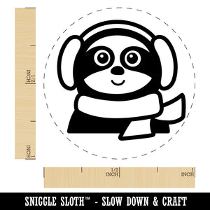 Winter Sloth with Ear Muffs and Scarf Self-Inking Rubber Stamp for Stamping Crafting Planners