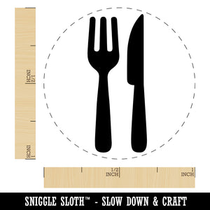 Fork and Knife Solid Silhouette Self-Inking Rubber Stamp for Stamping Crafting Planners