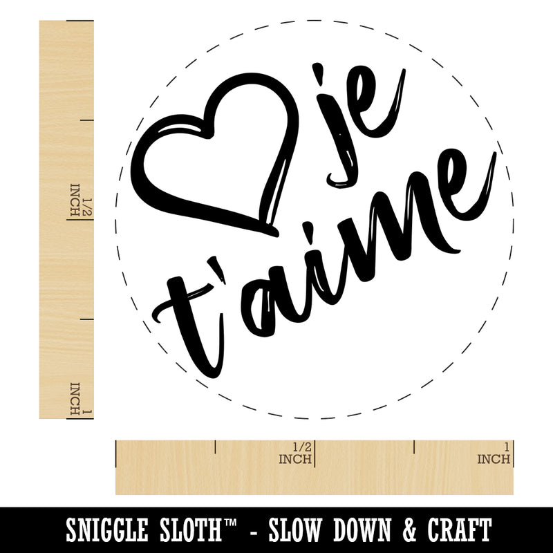 I Love You in French Je T'aime Heart Self-Inking Rubber Stamp for Stamping Crafting Planners