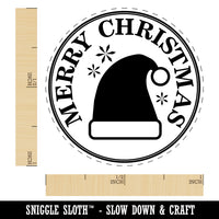 Merry Christmas Holiday Santa Hat Self-Inking Rubber Stamp for Stamping Crafting Planners