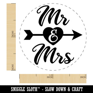 Mr and Mrs Heart and Arrow Wedding Self-Inking Rubber Stamp for Stamping Crafting Planners