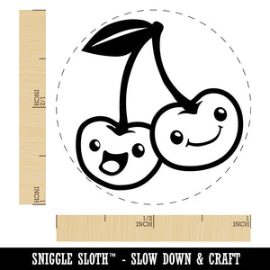 Couple of Cute and Kawaii Cherry Buddies Cherries Self-Inking Rubber Stamp for Stamping Crafting Planners
