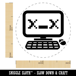 Dead Kawaii Computer Face Emoticon Self-Inking Rubber Stamp for Stamping Crafting Planners