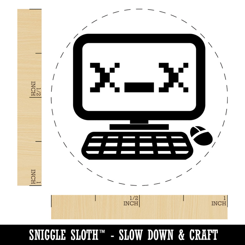 Dead Kawaii Computer Face Emoticon Self-Inking Rubber Stamp for Stamping Crafting Planners