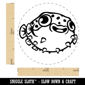 Happy Little Pufferfish Self-Inking Rubber Stamp for Stamping Crafting Planners