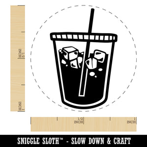 Iced Coffee Drink Self-Inking Rubber Stamp for Stamping Crafting Planners