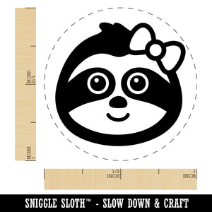 Cute Girl Sloth with Bow Self-Inking Rubber Stamp for Stamping Crafting Planners