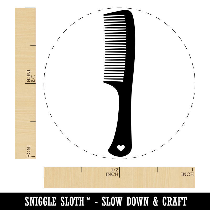 Hair Comb with Heart Self-Inking Rubber Stamp for Stamping Crafting Planners