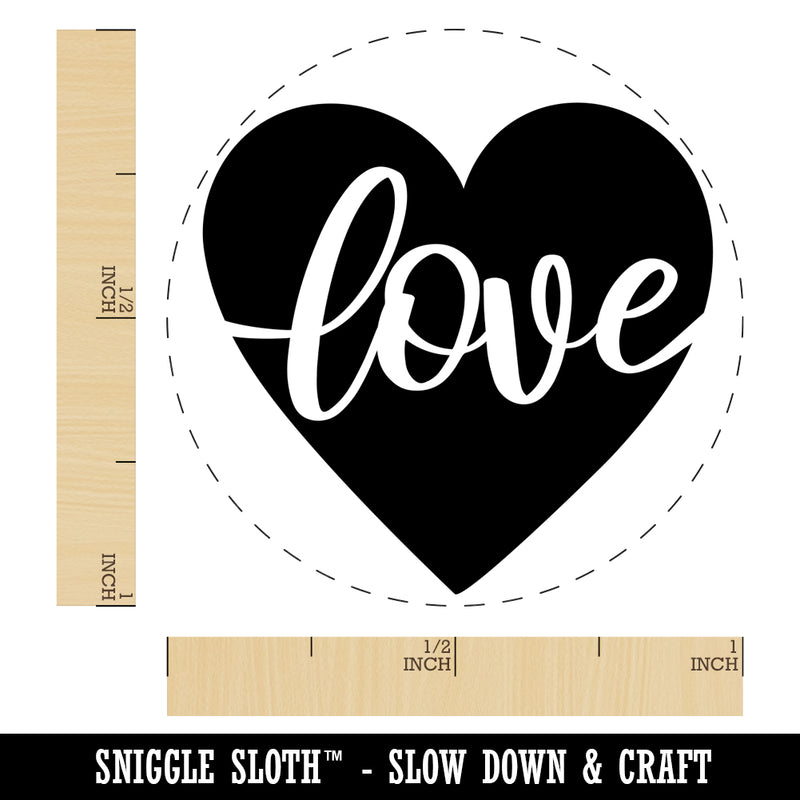 Love Script in Heart Self-Inking Rubber Stamp for Stamping Crafting Planners