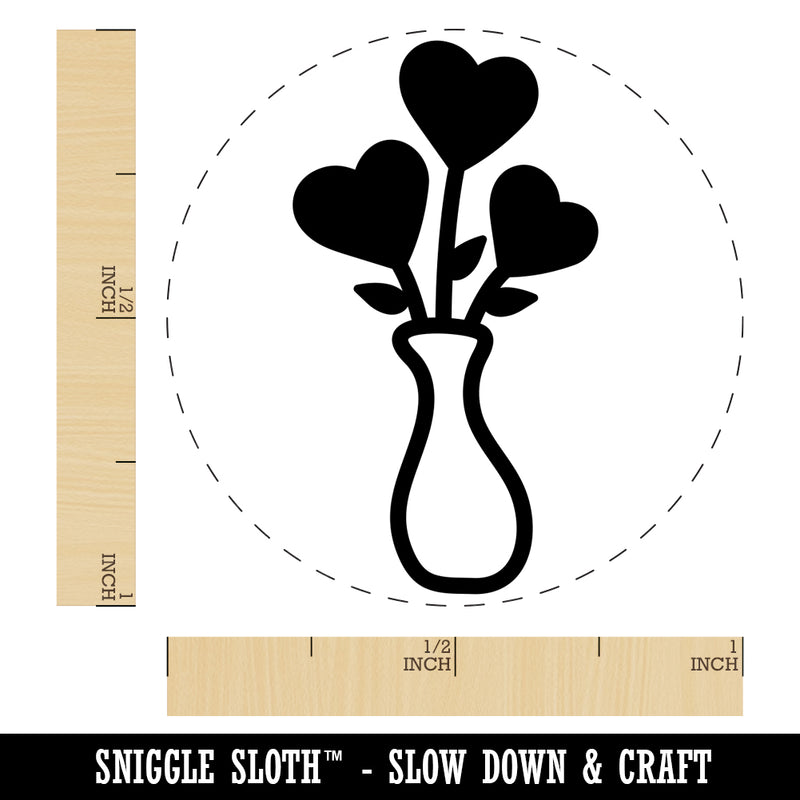 Vase of Heart Flowers Valentine's Day Self-Inking Rubber Stamp for Stamping Crafting Planners