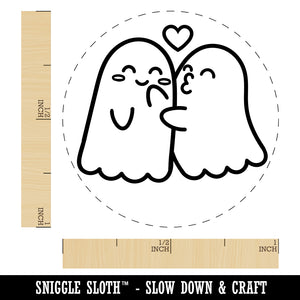 Two Ghosts in Love Kissy Face Halloween Self-Inking Rubber Stamp for Stamping Crafting Planners