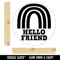 Hello Friend Fun Rainbow Self-Inking Rubber Stamp for Stamping Crafting Planners