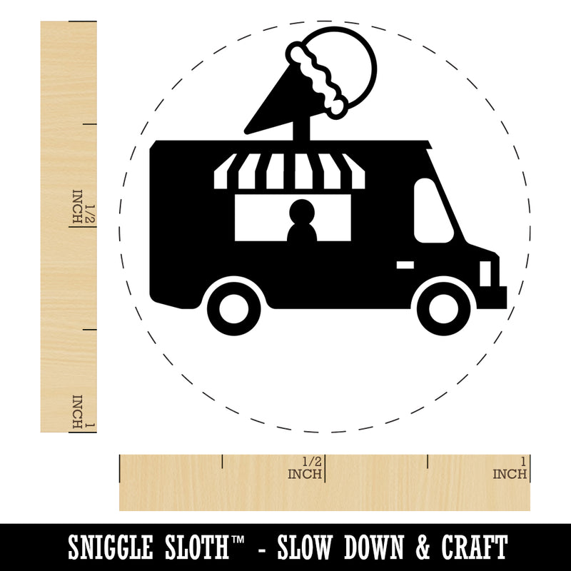 Ice Cream Truck Self-Inking Rubber Stamp for Stamping Crafting Planners