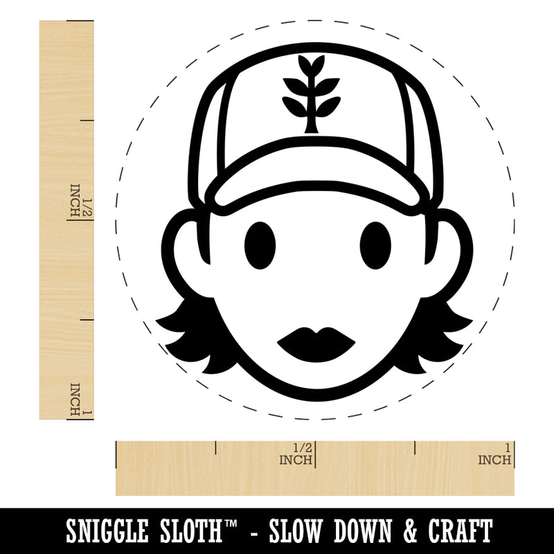 Occupation Farmer Cap Woman Icon Self-Inking Rubber Stamp for Stamping Crafting Planners