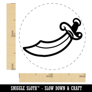 Scimitar Curved Pirate Sword Self-Inking Rubber Stamp for Stamping Crafting Planners