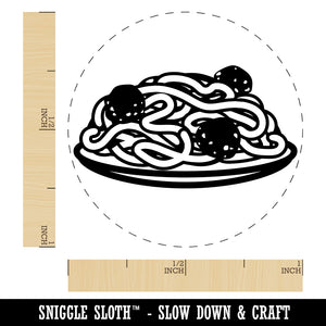Spaghetti and Meatballs Italian Pasta Self-Inking Rubber Stamp for Stamping Crafting Planners