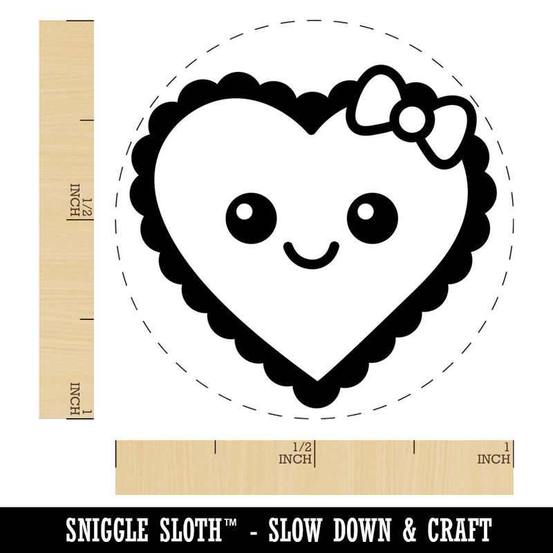 Cute Kawaii Heart with Bow Self-Inking Rubber Stamp for Stamping Crafting Planners