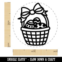 Easter Basket with Eggs Self-Inking Rubber Stamp for Stamping Crafting Planners