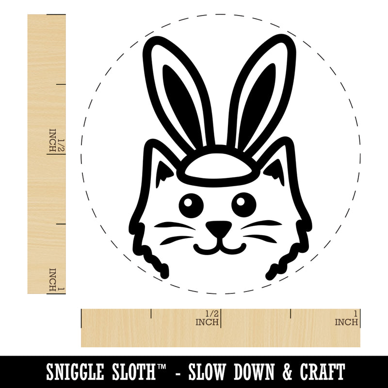 Easter Cat with Bunny Ears Self-Inking Rubber Stamp for Stamping Crafting Planners