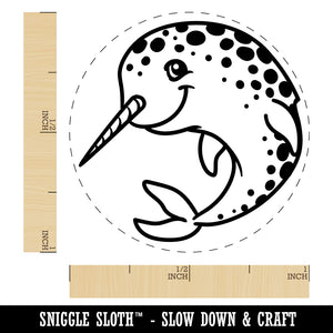 Cheery Spotted Narwhal Self-Inking Rubber Stamp for Stamping Crafting Planners