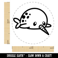 Chibi Narwhal Plopped on Belly Self-Inking Rubber Stamp for Stamping Crafting Planners