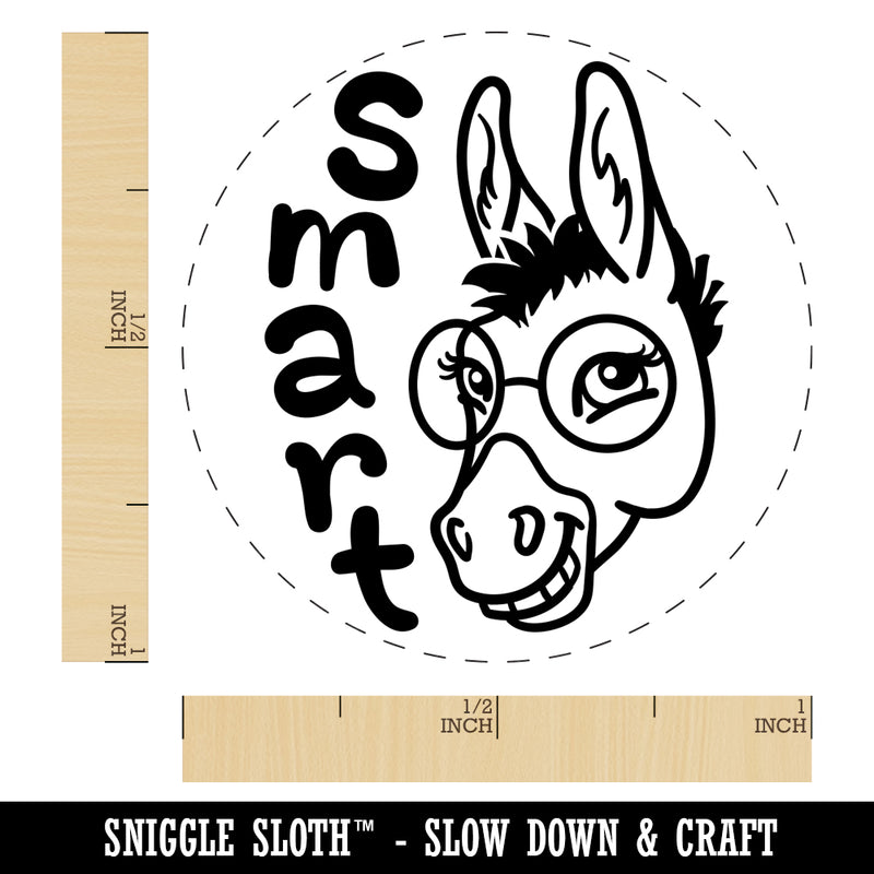 Smiling Smart Donkey with Glasses Self-Inking Rubber Stamp for Stamping Crafting Planners