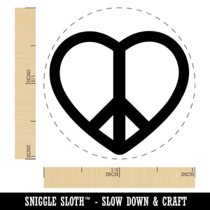 Peace Symbol in Heart Self-Inking Rubber Stamp for Stamping Crafting Planners