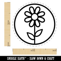 Daisy Flower in Circle Self-Inking Rubber Stamp for Stamping Crafting Planners