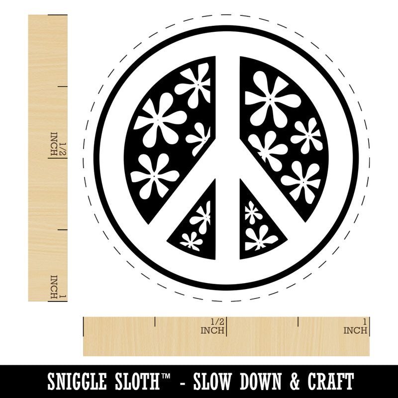 Peace Sign With Flowers Self-Inking Rubber Stamp for Stamping Crafting Planners