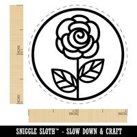 Rose Flower in Circle Self-Inking Rubber Stamp for Stamping Crafting Planners