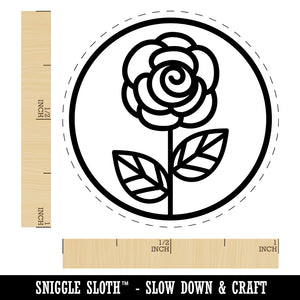 Rose Flower in Circle Self-Inking Rubber Stamp for Stamping Crafting Planners