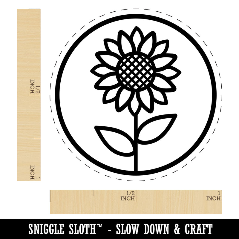 Sunflower in Circle Self-Inking Rubber Stamp for Stamping Crafting Planners