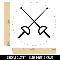 Crossed Fencing Swords Foil Self-Inking Rubber Stamp for Stamping Crafting Planners