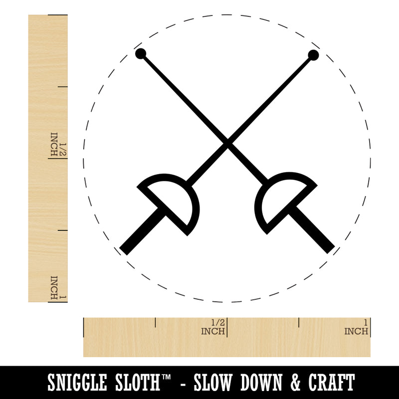 Crossed Fencing Swords Foil Self-Inking Rubber Stamp for Stamping Crafting Planners