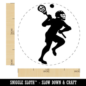 Lacrosse Player with Stick and Ball Self-Inking Rubber Stamp for Stamping Crafting Planners