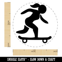 Skateboarding Woman on Skateboard Self-Inking Rubber Stamp for Stamping Crafting Planners