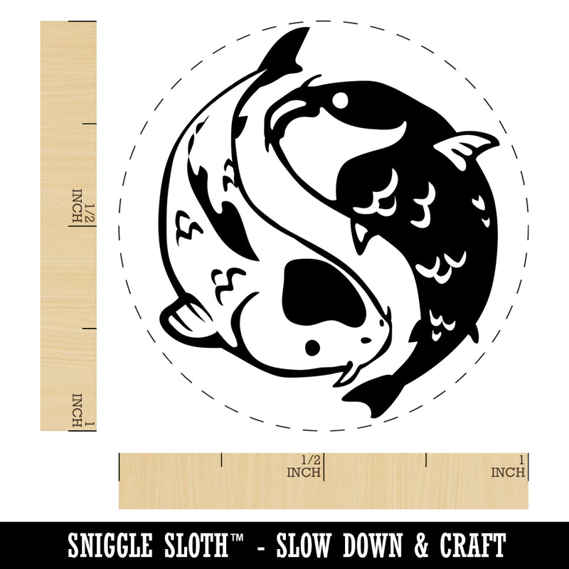 Yin and Yang Koi Fish Self-Inking Rubber Stamp for Stamping Crafting Planners