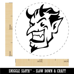 Impish Smiling Devil Demon with Horns Self-Inking Rubber Stamp Ink Stamper for Stamping Crafting Planners