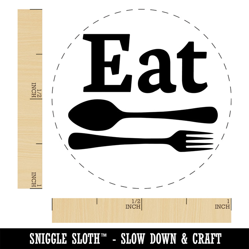 Eat Spoon and Fork Kitchen Self-Inking Rubber Stamp Ink Stamper for Stamping Crafting Planners