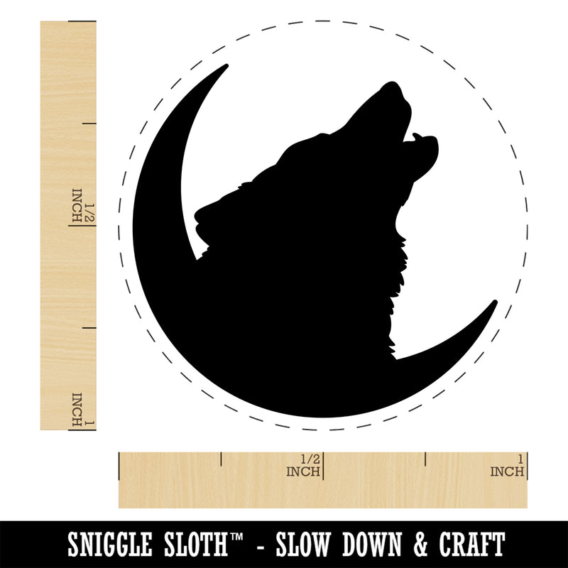 Wolf Howling Crescent Moon Self-Inking Rubber Stamp Ink Stamper for Stamping Crafting Planners