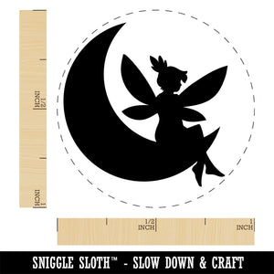 Fairy With Butterfly Wings Sitting on Moon Fantasy Self-Inking Rubber Stamp Ink Stamper for Stamping Crafting Planners