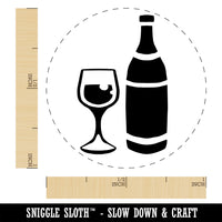 Fancy Wine Bottle and Glass Self-Inking Rubber Stamp Ink Stamper for Stamping Crafting Planners