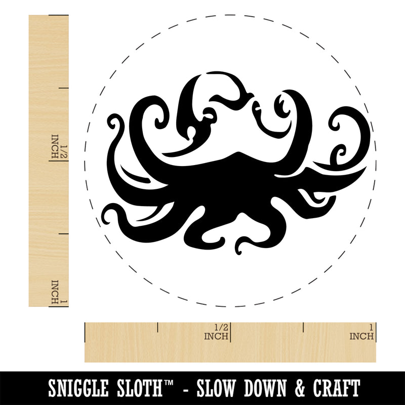 Floating Swimming Octopus with Tentacles Spread Self-Inking Rubber Stamp Ink Stamper for Stamping Crafting Planners