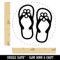 Cute Floral Flip Flop Sandals Self-Inking Rubber Stamp for Stamping Crafting Planners