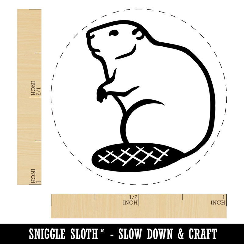 Beaver Sitting Self-Inking Rubber Stamp for Stamping Crafting Planners