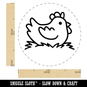 Cartoon Chicken Hen Sitting on Nest Self-Inking Rubber Stamp for Stamping Crafting Planners
