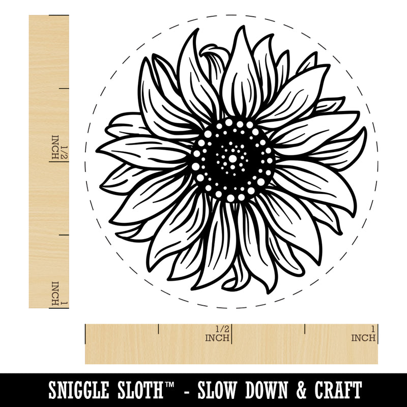 Fancy Blooming Sunflower Flower Self-Inking Rubber Stamp for Stamping Crafting Planners