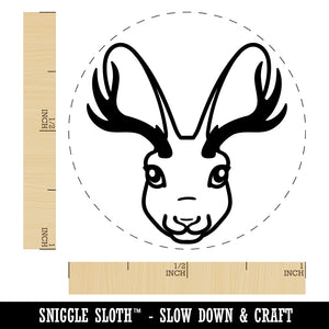 Jackalope Head Mythical Animal Jackrabbit Antelope Self-Inking Rubber Stamp for Stamping Crafting Planners