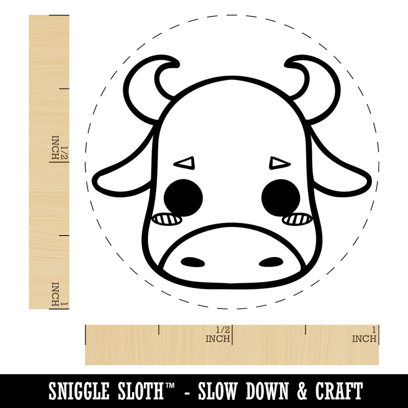 Charming Kawaii Chibi Bull Face Blushing Cheeks Self-Inking Rubber Stamp for Stamping Crafting Planners